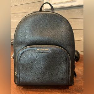Michael Kors Jaycee Large Zip Pocket Backpack Leather In Black. NWT